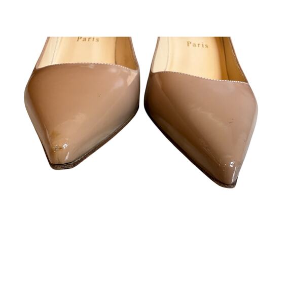 Authenticated Christian Louboutin Kate Patent Leather Heels Pumps Beige 38 - Picture 5 of 13